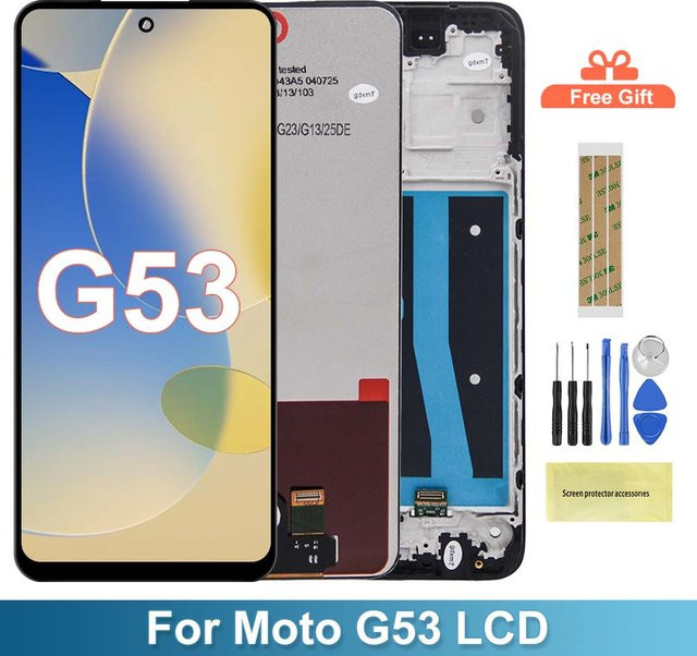 Motorola Moto G53 LCD Display mit Touchscreen Digitizer Montage und Rahmen in Schwarz, 6.5 Zoll - Bild 1
