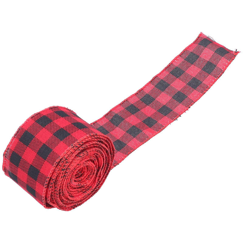 TOMTOP JMS Weihnachtsband kariert mit Metallrand in Schwarz-Rot, 5 m Länge für DIY Geschenkverpackungen und Dekoration - Bild 6
