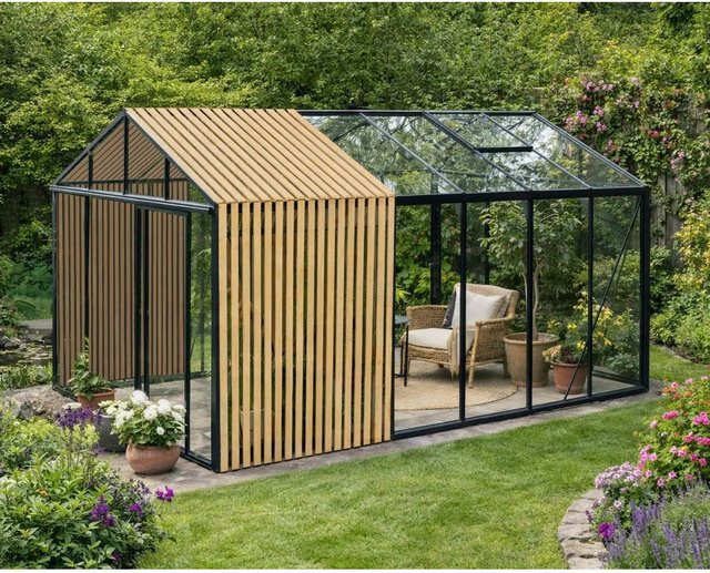 Bloomcabin Accoya-Fusion GHCAF5 Gewächshaus mit Sicherheitsglas und Belüftungssystem in Schwarz, B/T/H: 235 x 235 x 235 cm - Bild 1