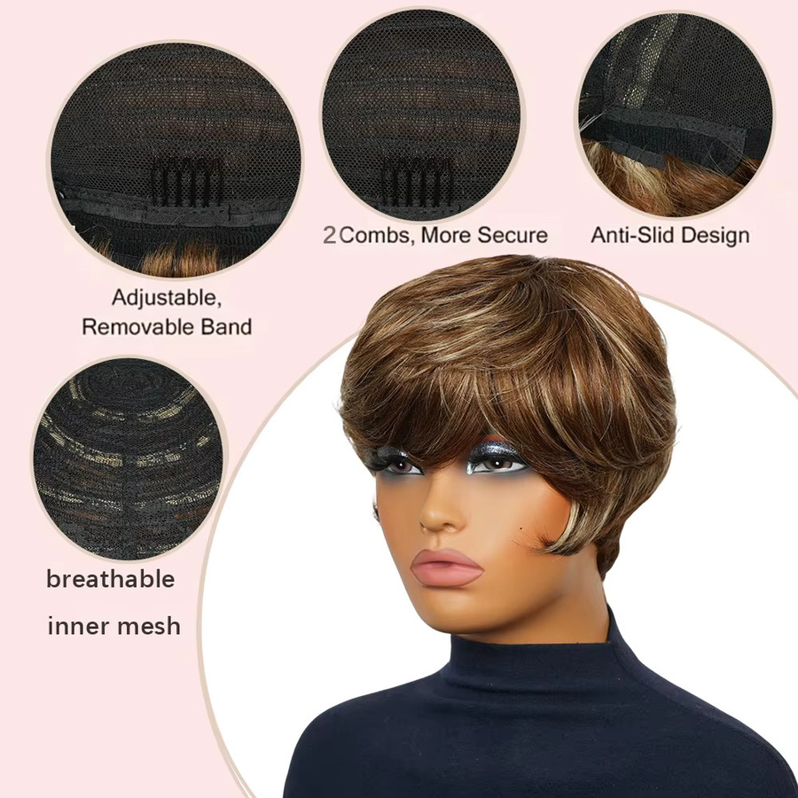OYM HAIR Herrenperücke, braunes Echthaar mit Pony - Bild 3