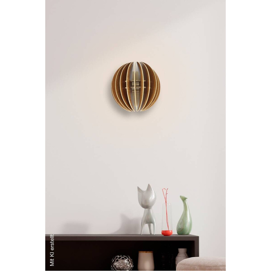 Opviq Wandleuchte Nussbaum MDF, Farbe: Braun, B/H/T: 16,5 x 19,5 x 19,5 cm, E27, 1 Brennstelle - Bild 2
