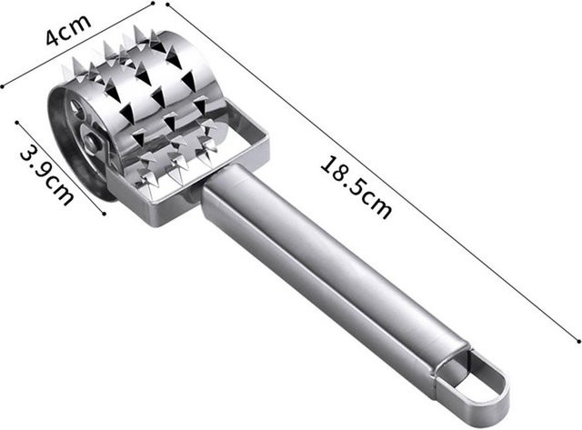 LChome Fleischklopfer aus Edelstahl in Silber als Fleischroller für Steak, Rindfleisch und Schweinefleisch - Bild 1