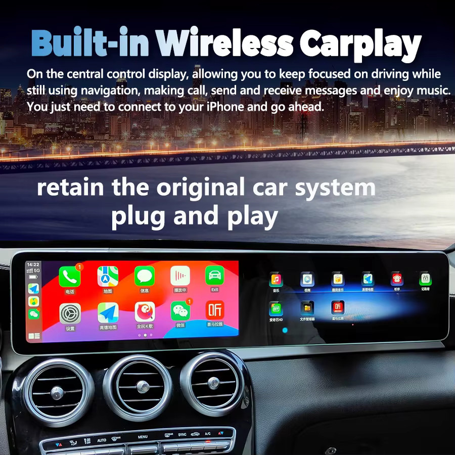 NAVIRIDER Dual Screen Android Carplay Autoradio mit Navigation und GPS für Mercedes Benz C GLC NTG 5.0 5.5 6.0 2016-2022, 12,3 Zoll, Schwarz - Bild 4