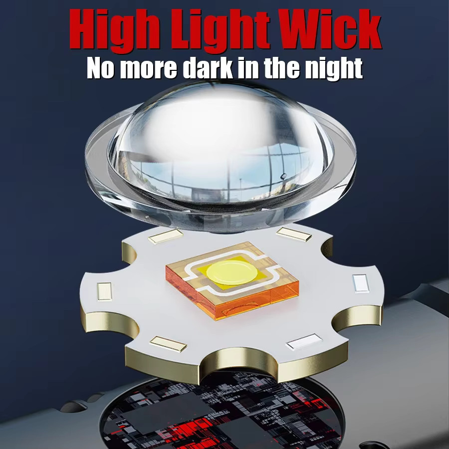 KDULIT LED-Taschenlampe mit Sicherheitshammer, starkem Magnet und Piepalarm, wiederaufladbar via Typ C, Farbe: Schwarz - Bild 2