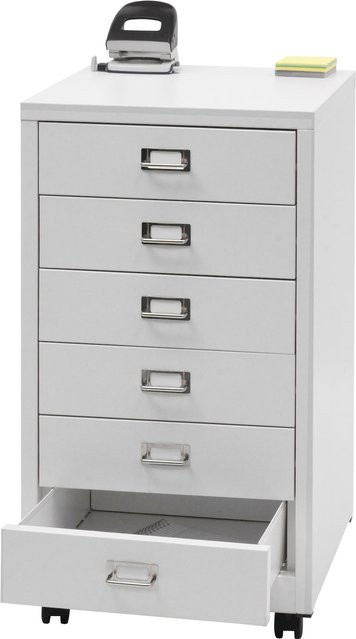 Rollcontainer MCW-L49 aus Metall mit 6 Schubladen in Weiß, H: 75 cm, B: 40 cm, T: 41 cm - Bild 1