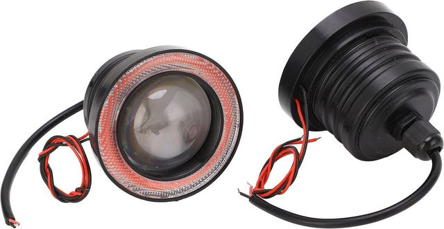 Koogeelife 2 Stück Runde LED Nebelscheinwerferlampen mit Angel Eye Projektor, 3 Zoll, IP65 Wasserdicht, Schwarz - Bild 1