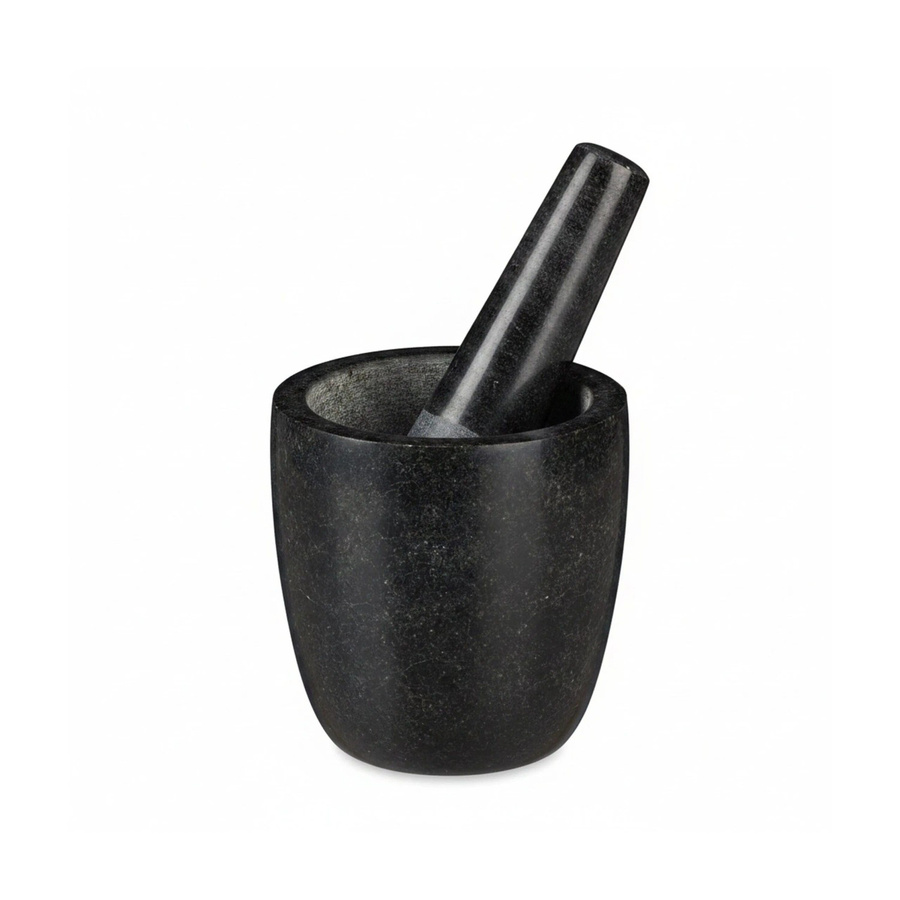Relaxdays Mörser mit Stößel aus Granit in Schwarz und Grau, B/T/H: 13 x 13 x 13 cm - Bild 2