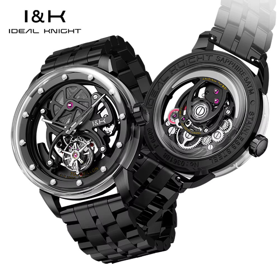 IDEAL KNIGHT Herrenuhr, Automatik, Edelstahl, Schwarz, 5 ATM - Bild 2