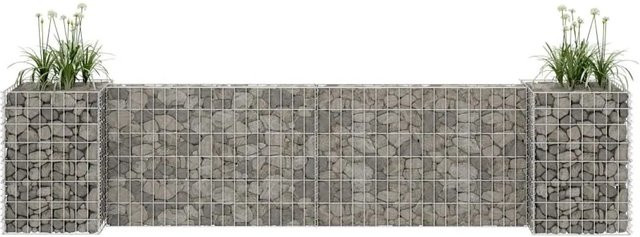 Furnicato H-förmiger Gabionen-Pflanzkorb aus Stahldraht in Silber, B/T/H: 260 x 40 x 60 cm - Bild 1
