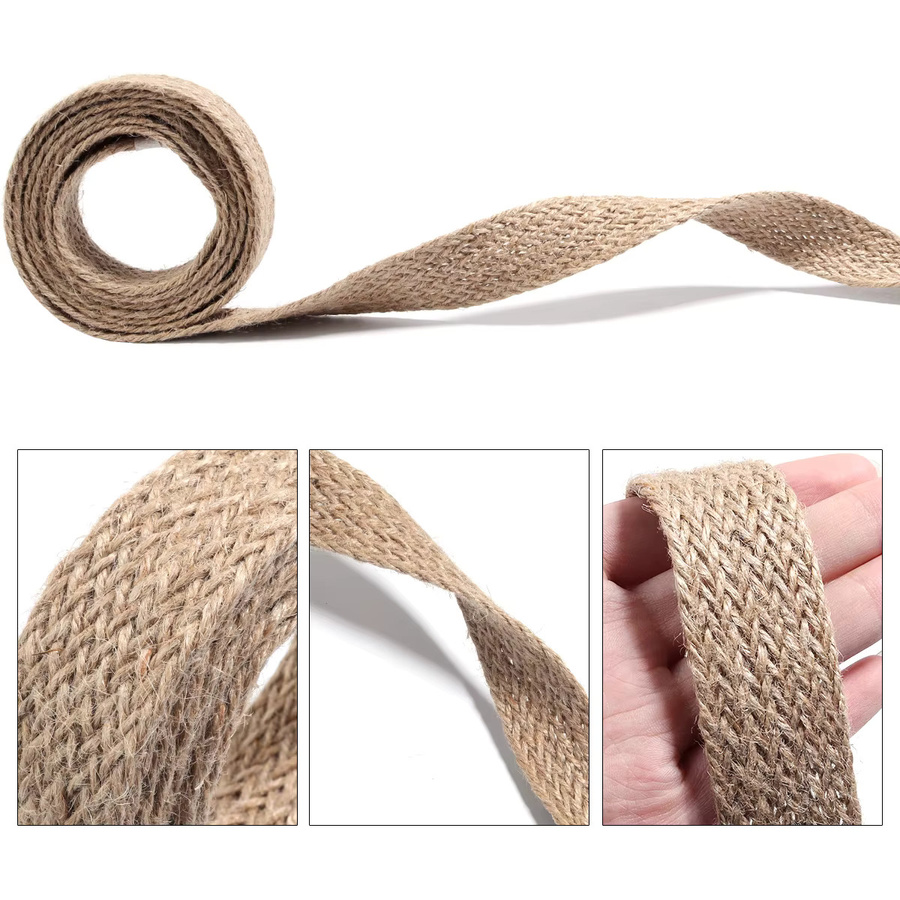 Flache geflochtene Juteschnur aus natürlichem Hanf in Beige oder Braun für dein DIY-Handwerk und Home Decor - Bild 3