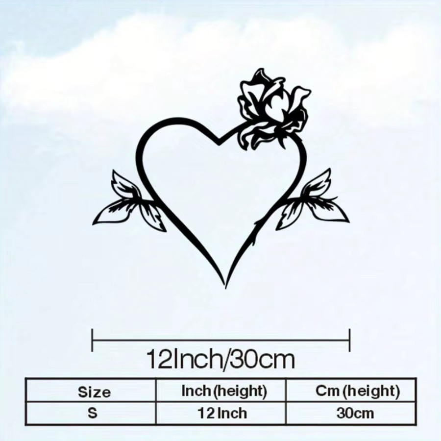 CIFBUY Vintage Wandkunst aus rostfreiem Metall mit Herz- und Blumen-Design in Schwarz - Bild 2