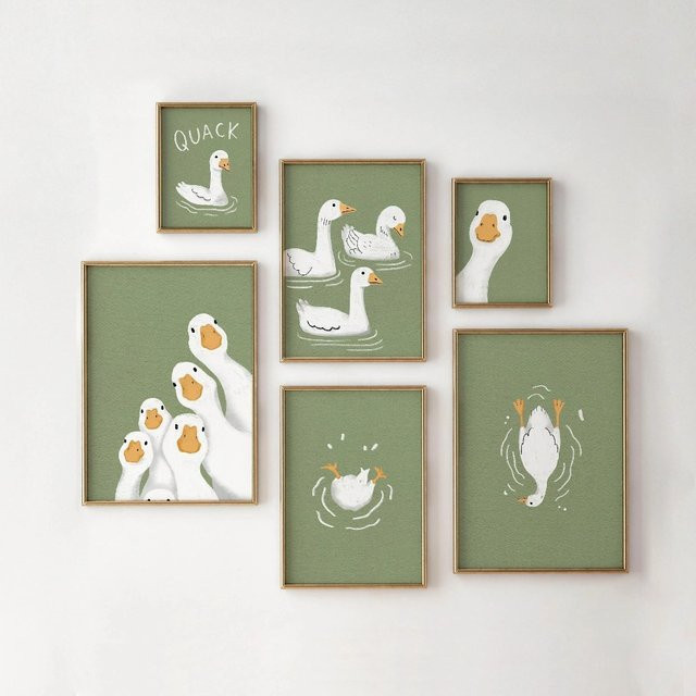 HALFLEMART Leinwandbild mit lustiger Ente als moderne Illustration für Kinderzimmer und Badezimmer in Mehrfarbig - Bild 1