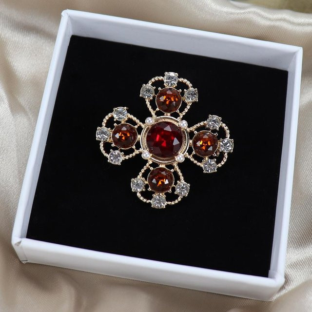 YIRAN Brosche Kreuz, Strass, Damen, grau - Bild 1
