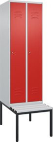 C+P Spind Classic PLUS Garderobenbank mit 2 Abteilen, Lichtgrau, B/T/H: 212,0 x 60,0 x 81,5 cm - Bild 1