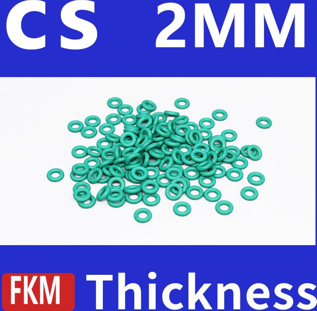 YONGXU O-Ringe aus grünem FKM-Fluorkautschuk, Dichtungsscheiben mit 2 mm Dicke, temperaturbeständig und verschleißfest - Bild 1