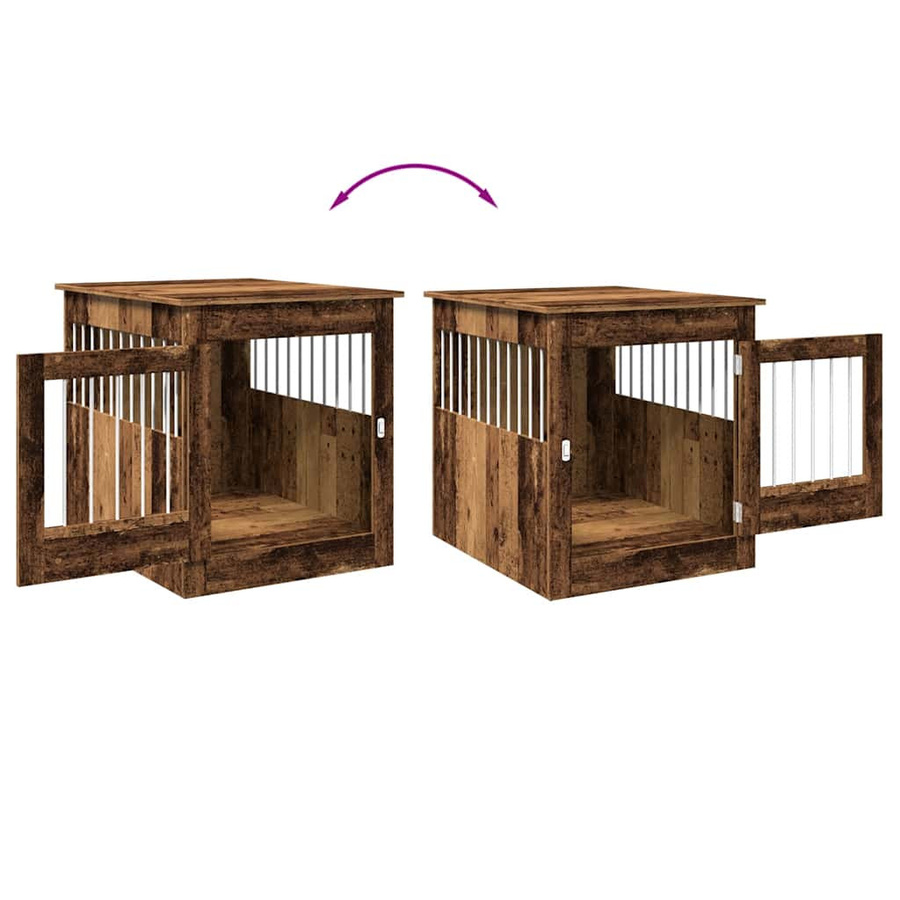vidaXL Hundekäfig im Möbelstil in Altholz-Optik, Farbe: Braun, B/T/H: 64,5 x 80 x 71 cm - Bild 4