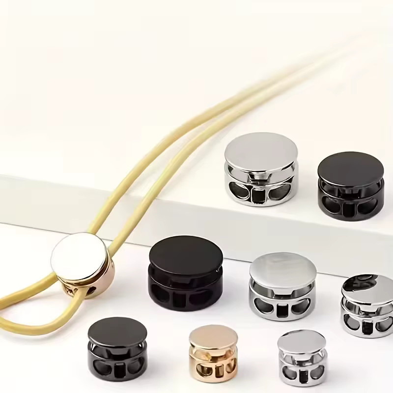 JAY HOME Metall Doppel Loch Schnur Schlösser Runde Toggle Clips in Gold, 10 Stück - Bild 2