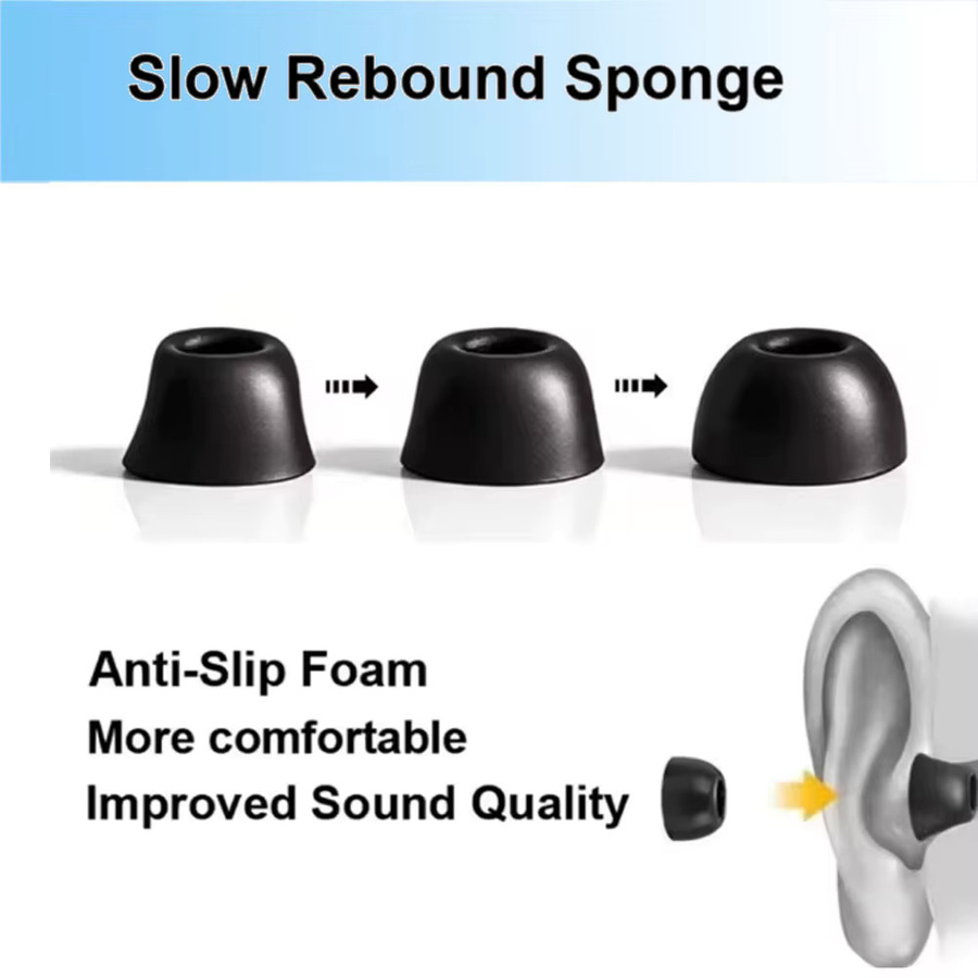 Memory-Schaum-Ohrstöpsel für Realme Air Buds 7 7Pro 8 8Pro In-Ear Kopfhörerzubehör in Schwarz (S/M/L) - Bild 2