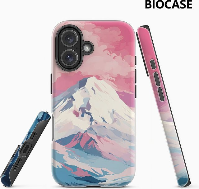 Pink Peak Handyhülle für iPhone 17 16 15 14 13 12 Pro Max Plus mit doppelschichtiger Rückseite in Pink - Bild 1
