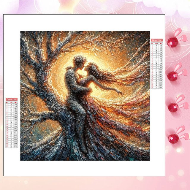 HUACAN Diamant-Mosaik Set für Damen und Herren mit modernem Porträt oder Landschaftsmotiv in Multicolour, runde Form, B/T/H: 20 x 20 x 12 cm - Bild 1