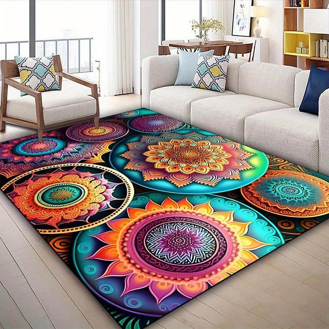 Karpetti Bereichsmatte Mandala Vintage Design, Rutschfester Polyesterteppich in Multicolour, B/T: 80 x 50 cm - Bild 1