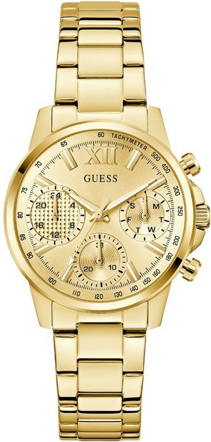 Guess Damenuhr Bailey, Analoguhr, Quarz, Edelstahl, Gold, 36 mm, 3 ATM - Bild 1