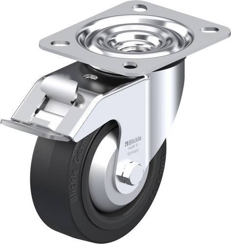 Blickle Lenkrolle LE-POEV 100G-FI-FA mit Feststeller, Rad-Durchmesser: 100 mm, Tragfähigkeit: 150 kg, Farbe: Schwarz/Silber - Bild 1