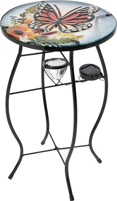 Solar-LED-Beistelltisch Schmetterling von viva domo in Multicolour mit floralem Design aus Metall - Bild 1