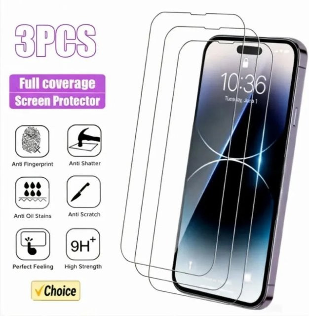 3-teiliges Set Displayschutz aus gehärtetem Glas für Apple iPhone Modelle in Transparent - Bild 1