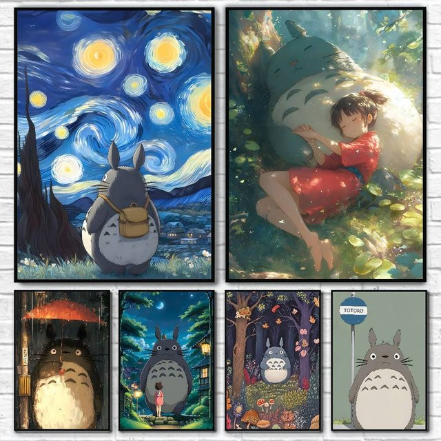 Anime T-Totoro Poster Vintage Wandkunst Dekoration aus Papier in Mehrfarben - Bild 1