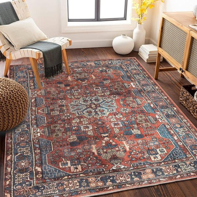 Lodestar Bereichsteppich mit böhmischem Ethno-Muster und Fransen im Vintage-Look, Mehrfarbig, B/H: 40 x 60 cm - Bild 1