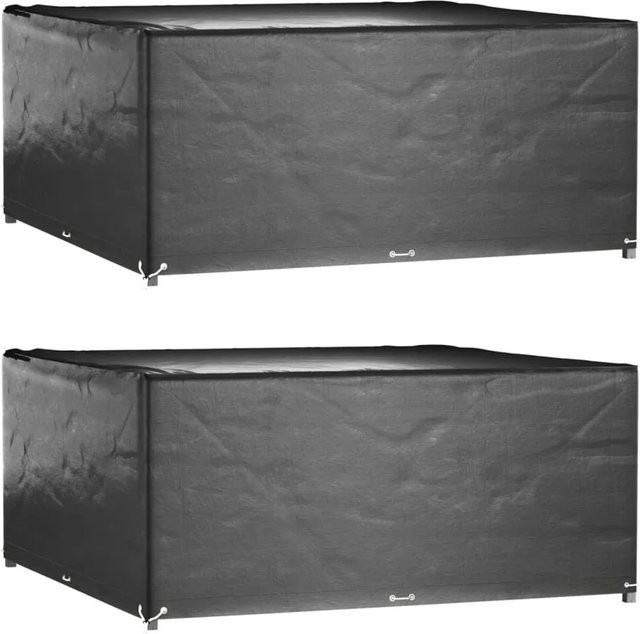 vidaXL Gartenmöbel-Abdeckungen Set aus 2 Stück, quadratisch, Farbe Grau, H x B x T: 90 x 205 x 205 cm, mit 16 Ösen - Bild 1