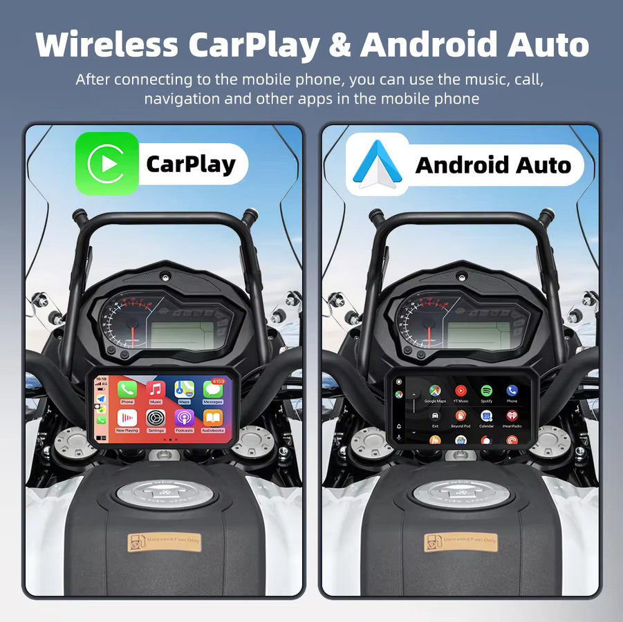 Qzonnect 6 Zoll Motorrad GPS mit CarPlay und Android Auto, IP67 wasserdicht, 5GHz WiFi und Bluetooth 5.0, Schwarz - Bild 3