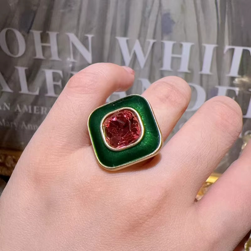 Icareu Ring, Rosa Kristall, Grüne Emaille, Damen - Bild 4