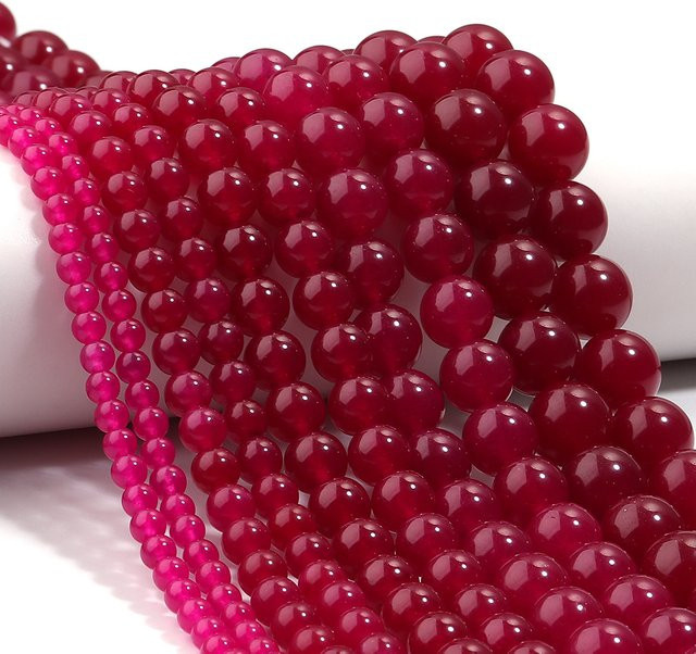 Louleur Edelsteinperlen Chalcedon, lila rot, rund, 4-12 mm - Bild 1