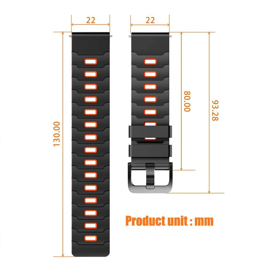 COROS Uhrenarmband, Silikon, 22 mm, Schwarz, Unisex - Bild 5