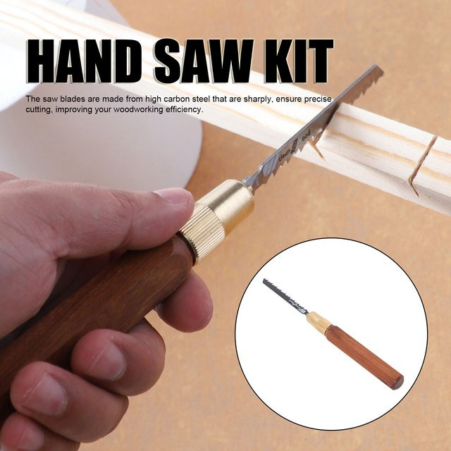 Fdit Handsägen-Set mit sechseckigem Palisander-Griff und 5 Stichsägenblättern in Braun - Bild 1