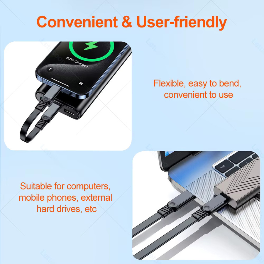 Letusoon USB-C auf USB-C Schnellladekabel 60W, USB 3.2 Datenkabel mit 10 Gbit/s, Schwarz - Bild 2