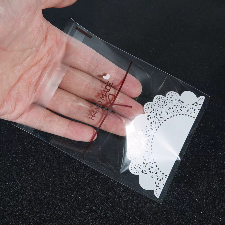 100 Stück Filluck Selbstklebende OPP Kunststoff Taschen Transparent Weiß für Candy, Cookies und Schmuck - Bild 3