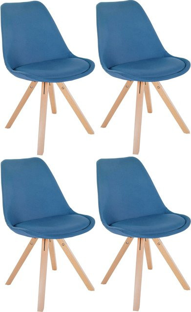 CLP 4er Set Stühle Sofia in Blau mit Stoffbezug und Polsterung sowie robustem Holzgestell - Bild 1