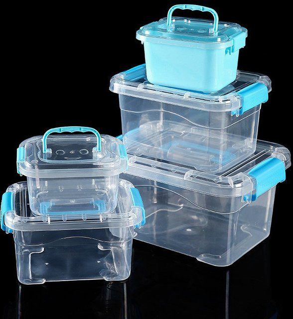 HNKMP Werkzeugbox aus transparentem Kunststoff als quadratischer Organizer für Schmuck, Perlen und Kleinteile, B/T/H: 13,4 x 7,5 x 13,4 cm - Bild 1