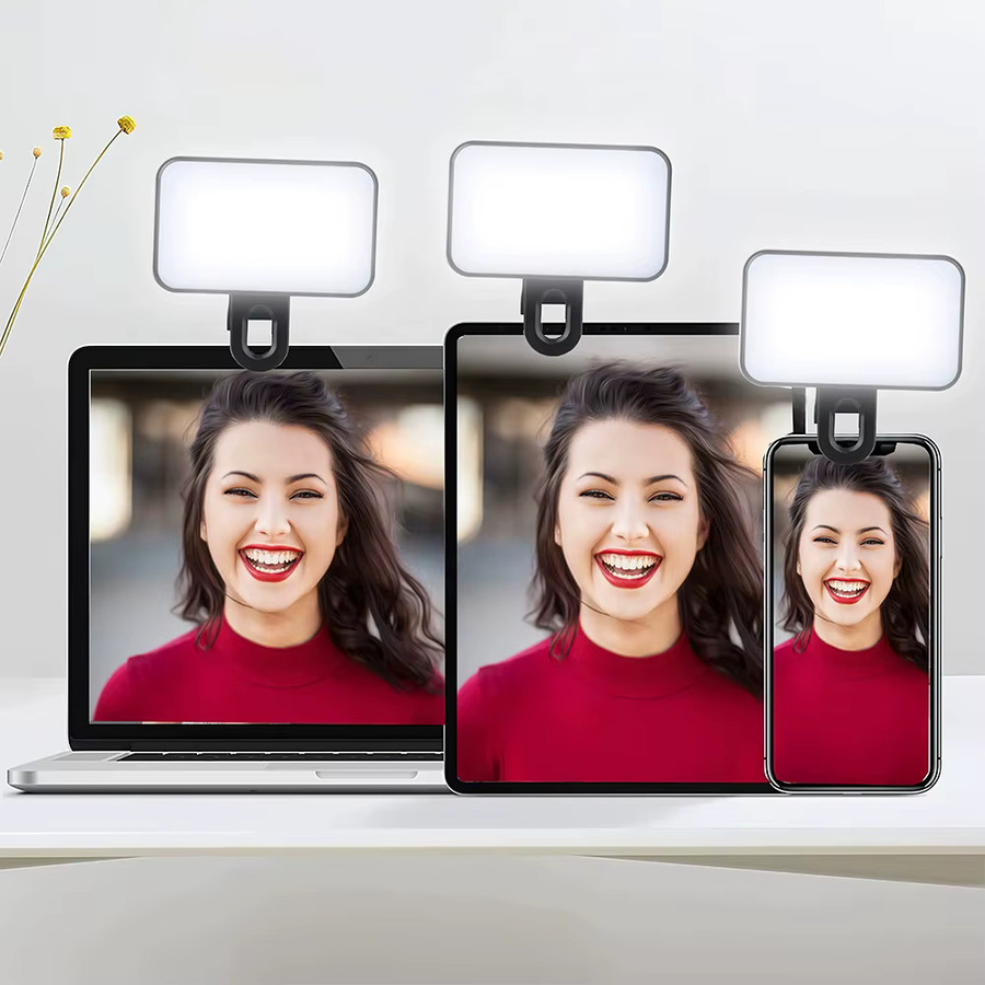 DO AS YOU WISH Mini-Selfie-Fülllicht mit 3 Farbmodi und einstellbarer Helligkeit, wiederaufladbare LED-Leuchte zum Anklipsen für Mobiltelefone und Computer - Bild 2