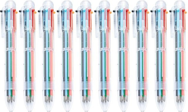 10 Stück Mehrfarbige 10-in-1 Kugelschreiber Set in Weiß für Journaling und Zeichnen - Bild 1