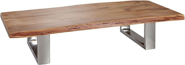 Couchtisch Finebuy aus Massivholz Akazie in Braun mit Baumkante und Kufengestell, rechteckig, Breite: 115 cm - Bild 1