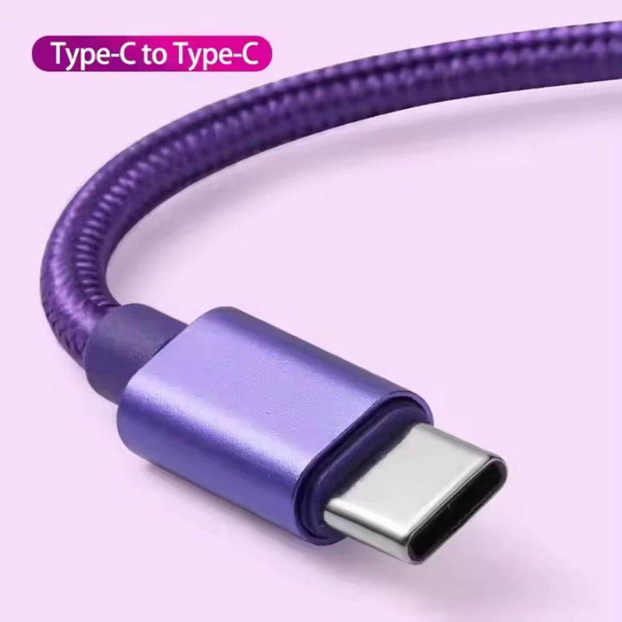 66 W USB Typ C auf Typ C Schnellladekabel aus geflochtenem Nylon in Gold für iPhone Samsung und Xiaomi - Bild 5