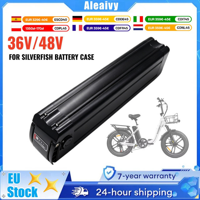Aleaivy Silver Fish E-Bike Akku Lithium-Batterie mit BMS und Ladegerät für Elektromotorräder in Schwarz oder Silber - Bild 1