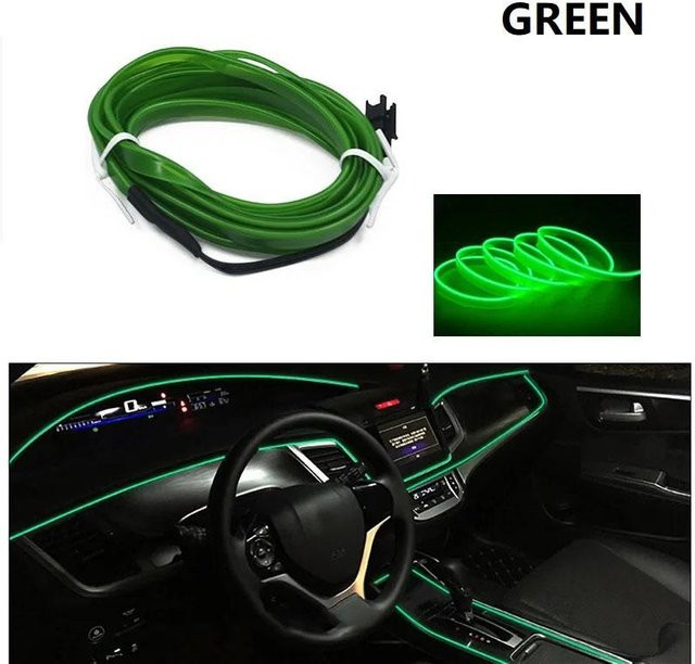 MnnWuu RGB LED Neon-Innenbeleuchtung für dein Auto, flexible USB-Lichtleiste in Grün, 5m Länge - Bild 1