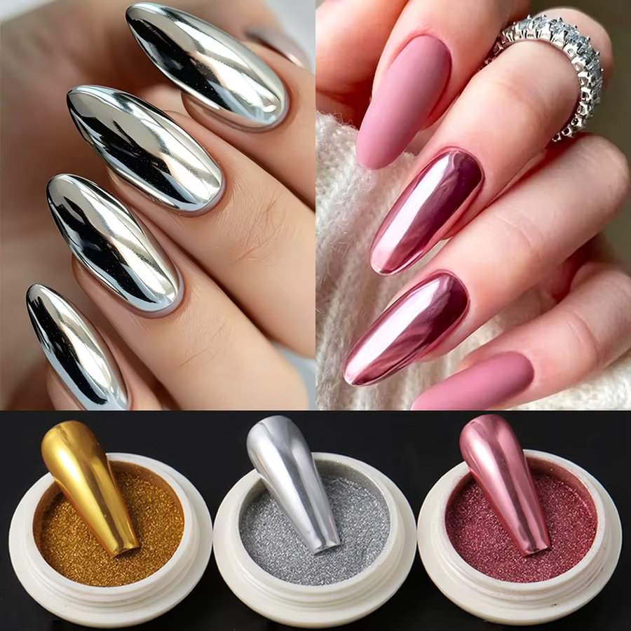 Full Beauty Nagelpulver Chrom-Aurora, 6 Farben, Glänzend - Bild 3