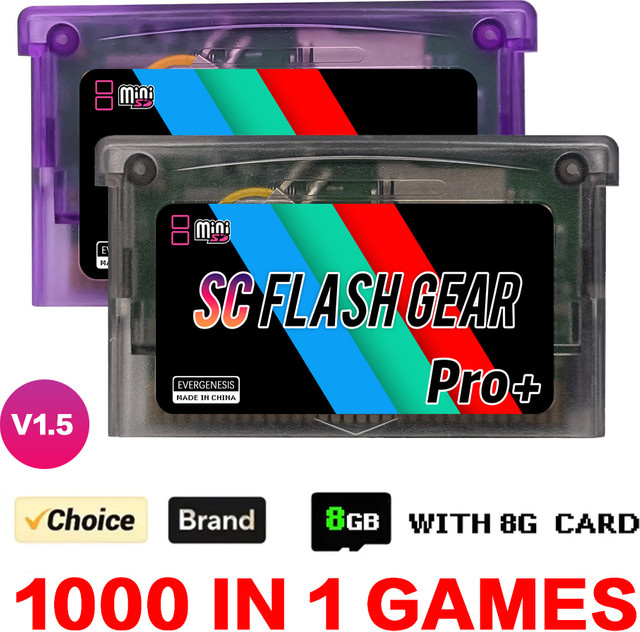 EVERGENESIS Mini SC Flash Karte SCFW V1.5 für GBA GBC GB NES mit 8G MicroSD Karte in Schwarz und Transparent - Bild 1
