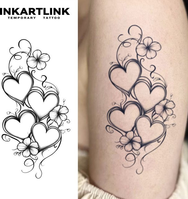 INKARTLINK Love Flower Leaf Wrapping Totem Tattoo Aufkleber, Wasserdicht - Bild 1